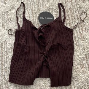 Brown front tie tank top
